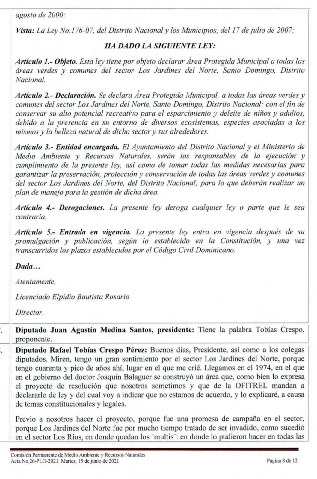 Declaración de Jardines del Norte como Área Protegida